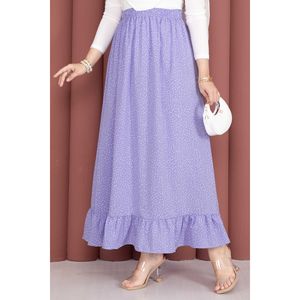 Lilac Polka Dot Ruffled <b>Skirt</b> <b>Elastic</b> Waist Comfortable and Breathable Digital Print on Cotton and Knitted Fabric for Summer - Product Image 2