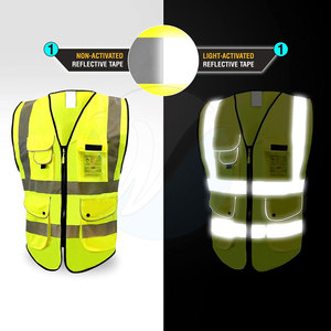 เสื้อกั๊กนิรภัย ANSI Class 1 แบบสั่งทำพิเศษ ขายดีที่สุด พร้อมไฟ LED กันน้ำ พิมพ์โลโก้ได้ วัสดุไนลอน/โพลีเอสเตอร์ สำหรับใช้งานกลางแจ้ง - Product Image 3