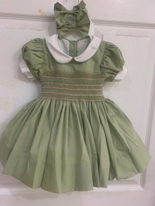 Robe en lin doux smocké faite à la main pour bébé filles Style décontracté pour le premier anniversaire de l'enfant en bas âge OEM Made in Vietnam - Product Image 6