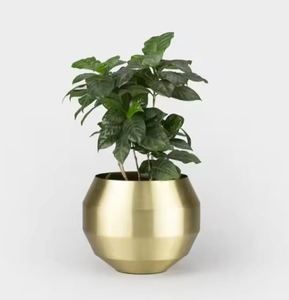 Jardinière de jardin moderne de luxe, design blanc, forme circulaire, en métal bronze avec poignée, vente tendance, élégante jardinière à plantes - Product Image 3