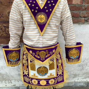 DELANTAL MASÓNICO REGALIA TYLER MORADO CON COLLAR CADENA-HSE - Product Image 1