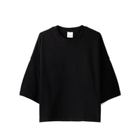 Kaos Crop Baggy Premium Bermerek Desainer 100% Katun Combed Jersey Rajut Bernapas 220g O-Neck Lengan Pendek Streetwear