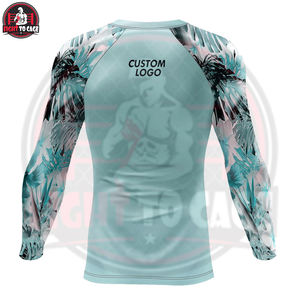 Camiseta de compresión (Rash Guard) para hombre, duradera, ligera, con logo personalizado, de secado rápido, manga larga, de poliéster/spandex/nailon, tela de 220g. - Product Image 2