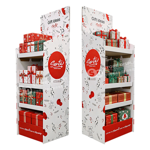 Custom Pop-up Floor Cardboard <b>Display</b> Stand Foldable Flooring Carton <b>Display</b> <b>Rack</b> Corrugated <b>Display</b> Shelf for Christmas - Product Image 1