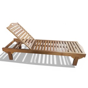 Sillón reclinable minimalista de madera de teca dura para exteriores, resistente a la intemperie, tumbonas de jardín sostenibles y tumbonas de playa - Product Image 5