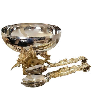 Bol en forme de feuille à texture martelée Bol à vaisselle en métal en acier inoxydable en aluminium poli brillant - Product Image 6