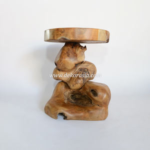 Tabouret empilable en racine de teck naturel, tabouret décoratif en bois massif pour meubles de salon et de maison - Product Image 2