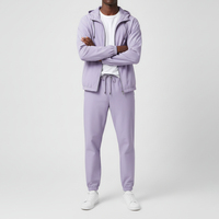 Ensemble de survêtement streetwear 2 pièces pour femme, coupe-vent, en polyester/coton, avec capuche, épais, pour l'hiver, idéal pour la gym et le sport, avec fermeture éclair