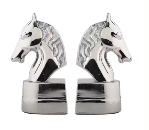 Look à la mode serre-livres en forme de cheval accessoires décoratifs Design classique couleur argent brillant porte-livre en métal pour dessin décor - Product Image 1