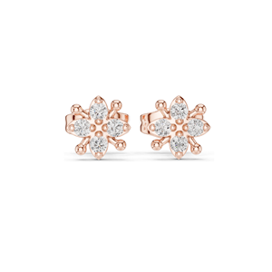 Pendientes de Diamantes Cultivados en Laboratorio con Forma de Flor, 0.144 CT de Peso Total, Oro de 18KT, 14KT, 10KT y Plata 925, Oro Rosa, Amarillo, Blanco - Product Image 2