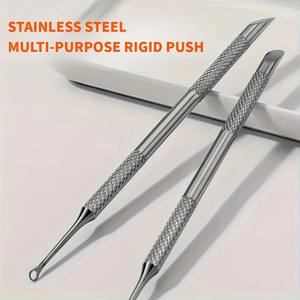 Removedor de cutículas y empujador de piel muerta multifuncional de acero inoxidable, herramienta portátil para el cuidado de las uñas, para manicura y pedicura - Product Image 4