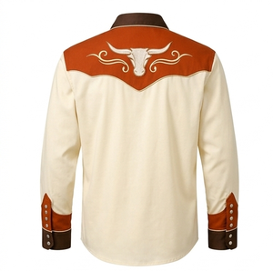 Camisa Vaquera Occidental Unisex Personalizada OEM, Corte Ajustado, Estilo Vintage, con Ribete en Contraste y Patrón Floral, Manga Larga, Bordada, Estilo Rodeo - Product Image 2