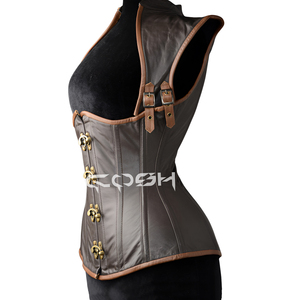 Corset de taille en cuir steampunk avec fermoir et sangles réglables - Product Image 1