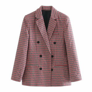 Automne printemps nouveau solide tissé Blazer veste femmes bureau Double boutonnage bouton col cranté 5 couleurs vêtements d'extérieur élégant - Product Image 2