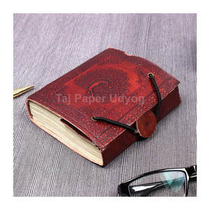 Top Handmade Brown Leather Lock Journal 200 GSM <b>Paper</b> A4 Size Peacock Embossed Hardcovers <b>Paper</b> Real Leather Notebooks Sale Set - Product Image 6