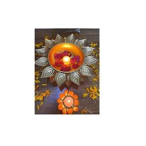 Vajilla accesorios Metal Urli Diya paquete de 3 con latón para decoración Interior del hogar Diwali Bowl Diya para decoración del hogar - Product Image 6