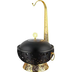 Cazuelas distintivas de marca con incrustaciones de resina de acero inoxidable y diseño de madera, perfectas para servir ollas calientes y calentar alimentos - Product Image 5