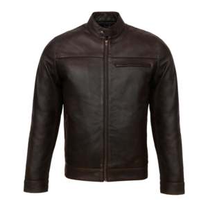 Autumn Vintage Genuine Sheep Skin Leather <b>Jacket</b> SF002 Stand Collar with Zippered Closure <b>Reversible</b> Design-Coffee - Product Image 1
