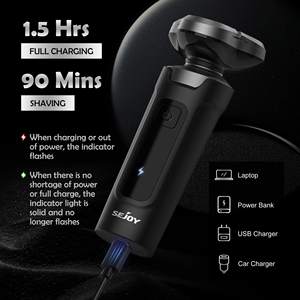 Rasoir électrique sans fil pour homme, étanche IPX7, tête flottante avec 54 lames, rasoir rotatif auto-affûtant, noir - Product Image 1