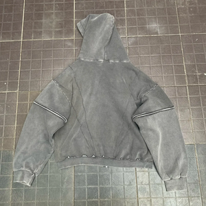 Regular Fit Zipper <b>up</b> Hoodie Men Drop Shoulder Fleece Unisex 100% Cotton Customized Logo Winter Hoodie - Product Image 5