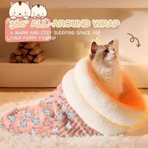 Fabricante caliente invierno cálido semi cerrado saco de dormir para mascotas suave cómoda cama para dormir para gatos polar cálido gato cueva para mascotas pequeñas - Product Image 6