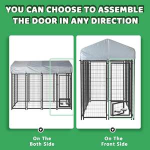 Ağır kaynaklı tel demir Modern köpek oyun parkı çit güvenli kilit UV dayanıklı su geçirmez çatı örtüsü büyük köpek kulübesi evcil hayvan kafesi - Product Image 4