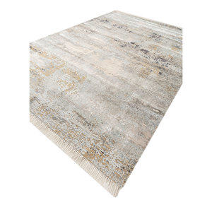 Alfombra Entropy Ivory de Lana y Seda de Bambú Anudada a Mano, 10 mm de Grosor, Rectangular, para Pasillo y Hogar, con Patrón Abstracto para Uso Doméstico - Product Image 2