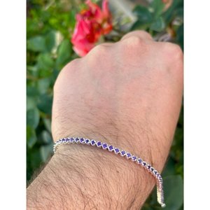 สร้อยข้อมือเทนนิสเงินแท้ 925 ประดับด้วยพลอยอเมทิสต์ สร้อยข้อมือเงินแฟชั่นประดับพลอยอเมทิสต์ - Product Image 2