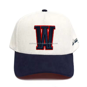 High Quality Custom Design Two-Tone 5-Panel Baseball Cap <b>Navy</b> White 3D Raised Embroidery Logo Lace Printed Sports Outdoor <b>Hat</b> - Product Image 1