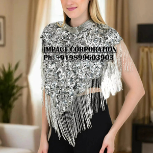 5 Star Rating Handmade Embroidery Beads Sequins <b>Shawls</b> Women Wedding Evening Party Dress <b>Wraps</b> Bridal Wear <b>Shawls</b> Beaded Dress - Product Image 1
