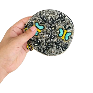 Pochette à monnaie unique artisanale brodée de perles de rocaille pour femmes sacs fourre-tout de mode personnalisables sacs fourre-tout promotionnels - Product Image 1