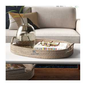 Vente en gros de plateau de service rectangulaire élégant en acrylique et jonc de mer en bambou belles couleurs au meilleur prix tissé à la main au Vietnam - Product Image 5