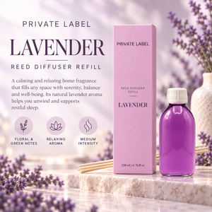 Private Label Lavender <b>Reed</b> <b>Diffuser</b> Refill 200ml + Sticks | Floral Relaxing Home Fragrance | OEM Manufacturer Spain - Product Image 2