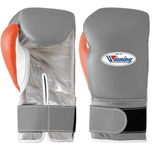 Gants de boxe professionnels en cuir gris orange blanc Velcro Poignet Entraînement Sparring Gants pour hommes et femmes - Product Image 1
