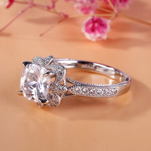 Bague de fiançailles Jeulia en argent sterling avec coupe florale vintage - Product Image 5