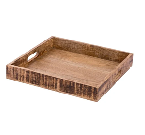 Wood Tray Modern Sustainable Multifunction Single-Tier Wooden Serving Tray 2 Pieces Crafts Top Sale - Product Image 4