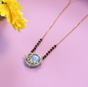 Colgante de Mangalsutra chapado en oro de 18 quilates tradicional de último diseñador, joyería Premium de alta venta para compromiso de boda o regalo - Product Image 3