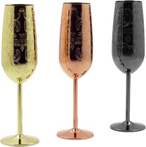 Meilleure vente de flûte à longue tige en métal de luxe en verre gravé de haute qualité - Product Image 5
