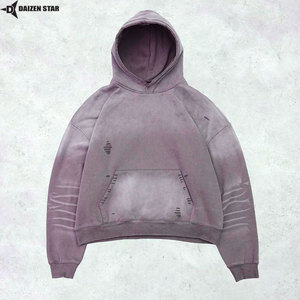 Sweat à capuche pull-over pour homme, hiver, 100% coton molletonné, écologique, respirant, coupe-vent, décontracté, couleur unie, teinture unie, personnalisable - Product Image 5