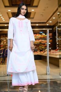 Robe Anarkali de style indien pakistanais pour femmes, tenue de soirée et de mariage, longueur genou, en coton, broderie à sequins, Salwar Kameez - Product Image 2