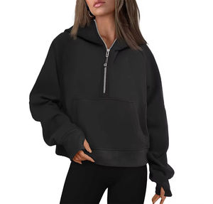 Sudadera con Capucha de Invierno para Mujer, Estilo Casual, Media Cremallera, Poliéster y Algodón, Felpa, Impermeable, Transpirable, Personalizable, Superventas - Product Image 6