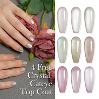 12 couleurs, 4 gratuits, Top Coat effet œil de chat cristallin, brillant, gel magnétique, effet œil de chat, gel de finition pour salon, sans Hema/TPO/Hpma/Tmpta