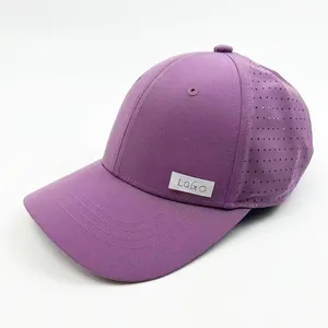 Chapeau de baseball en toile classique à 5 panneaux avec logo brodé trou perforé découpé au laser imperméable casquette de camionneur de sport chapeaux - Product Image 6