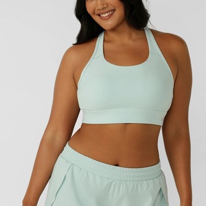 Women's High Support Cross Back Yoga <b>Bra</b> with Four-Way <b>Stretch</b> Sweat-Wicking Breathable U Neck Sports Fitness Gym Plus Size - Product Image 3