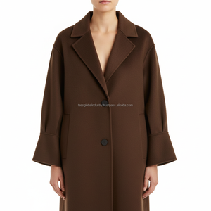 เสื้อโค้ทขนสัตว์สีน้ำตาลเข้มสำหรับผู้หญิงแบบสั่งทำพิเศษ แบรนด์ส่วนตัว เสื้อผ้าฤดูหนาว - Product Image 3