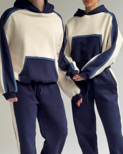 Sweat-shirt à capuche et pantalon de survêtement à jambe droite avec logo de broderie personnalisé unisexe le plus vendu - Product Image 3