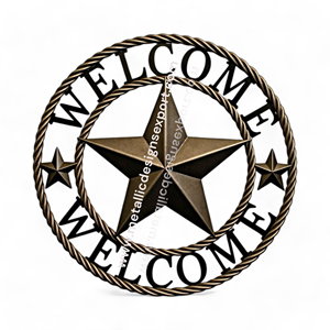 Decorative Welcome Wall <b>Plaque</b> with 3D Silver Finish Metal Handicraft Star Design <b>for</b> Modern Home <b>Garden</b> or Entryway Decor - Product Image 5