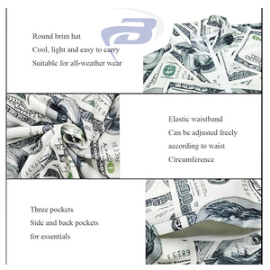 Ensemble de survêtements unisexe pour hommes, style hiver, motif dollar, anime, hip-hop, streetwear, tenue de jogging, avec chapeau bob, ensemble anime - Product Image 2