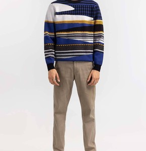 Nouveau 100% laine respirant hommes chandails hiver pull ample couleur unie col rond manches longues personnalisé chandails tricotés pour hommes - Product Image 4