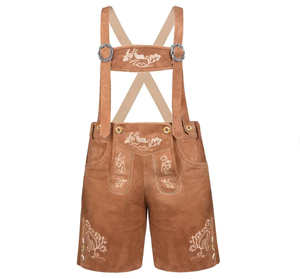 Short de costume Oktoberfest bavarois pour homme de haute qualité 100% cuir véritable Lederhosen Dark Wash-Service OEM disponible - Product Image 1